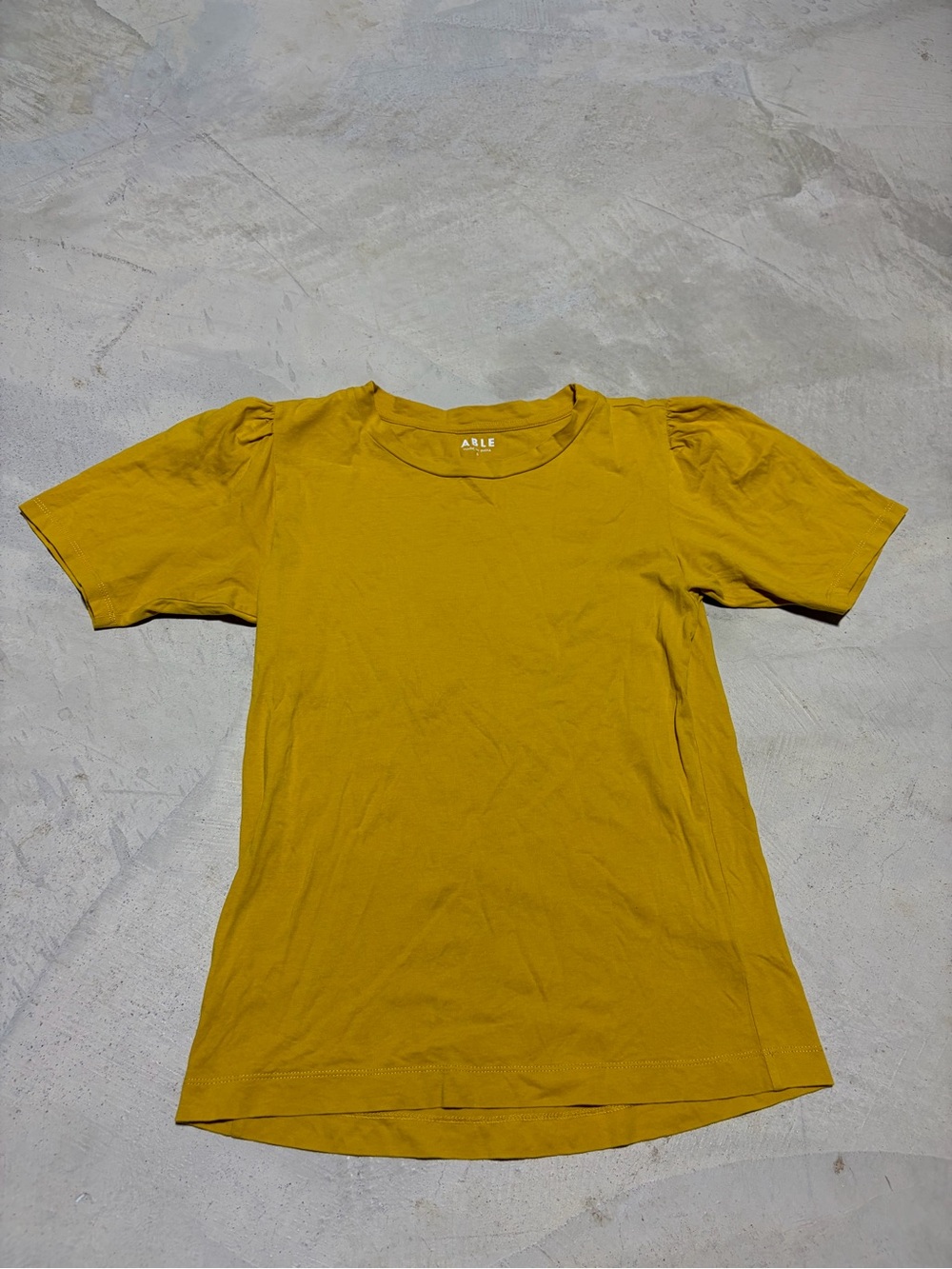 Able Short Sleeve puff sleeve Tee small cotton yellow mustard